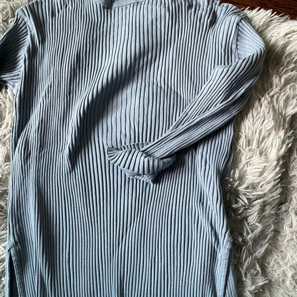 KOTN Kids Ribbed Bottoms in Soft Blue - Picture 3 of 4